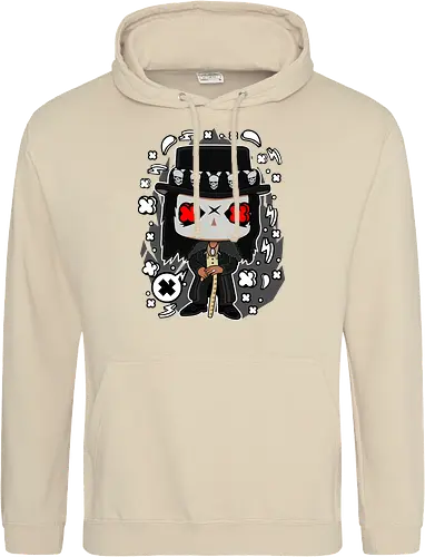 Voodoo-Entität Chibi - dunkle Chibi-Kunst, Voodoo-Entität, Totenkopf-Zylinder, rote Augen, Horror-Druck, übernatürlicher Charakter, Papa Legba, American Horror Story, AHS Coven, Funko Pop, vodu, Geek Horror Kunst, Chibi Sammlerstück, Machtstab, Horror-Fan-Geschenk, mystische Figur, Voodoo-Ästhetik, Horror-Geek-Kleidung, exklusive dunkle Kunst, geheimnisvoller Charakter - Standard Hoodie