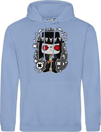 Voodoo-Entität Chibi - dunkle Chibi-Kunst, Voodoo-Entität, Totenkopf-Zylinder, rote Augen, Horror-Druck, übernatürlicher Charakter, Papa Legba, American Horror Story, AHS Coven, Funko Pop, vodu, Geek Horror Kunst, Chibi Sammlerstück, Machtstab, Horror-Fan-Geschenk, mystische Figur, Voodoo-Ästhetik, Horror-Geek-Kleidung, exklusive dunkle Kunst, geheimnisvoller Charakter - Standard Hoodie