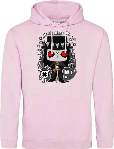 Voodoo-Entität Chibi - dunkle Chibi-Kunst, Voodoo-Entität, Totenkopf-Zylinder, rote Augen, Horror-Druck, übernatürlicher Charakter, Papa Legba, American Horror Story, AHS Coven, Funko Pop, vodu, Geek Horror Kunst, Chibi Sammlerstück, Machtstab, Horror-Fan-Geschenk, mystische Figur, Voodoo-Ästhetik, Horror-Geek-Kleidung, exklusive dunkle Kunst, geheimnisvoller Charakter - Standard Hoodie