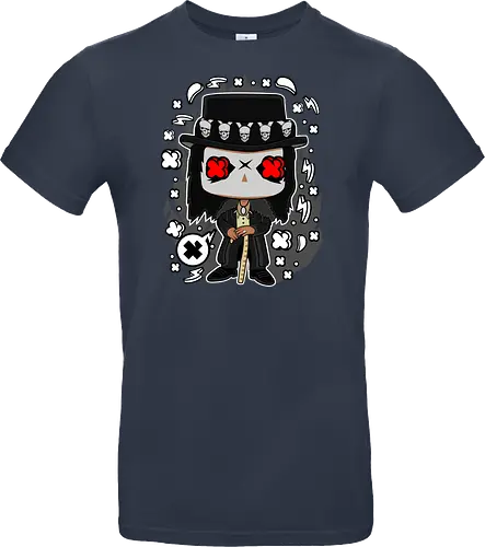 Voodoo-Entität Chibi - dunkle Chibi-Kunst, Voodoo-Entität, Totenkopf-Zylinder, rote Augen, Horror-Druck, übernatürlicher Charakter, Papa Legba, American Horror Story, AHS Coven, Funko Pop, vodu, Geek Horror Kunst, Chibi Sammlerstück, Machtstab, Horror-Fan-Geschenk, mystische Figur, Voodoo-Ästhetik, Horror-Geek-Kleidung, exklusive dunkle Kunst, geheimnisvoller Charakter - Standard T-Shirt