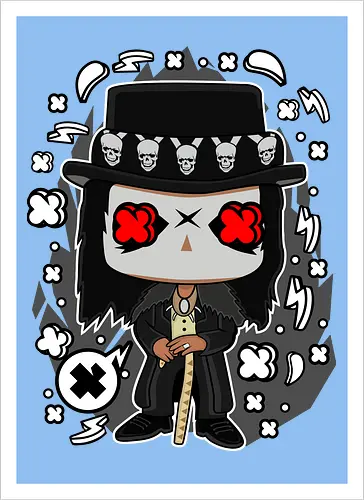 Voodoo-Entität Chibi - dunkle Chibi-Kunst, Voodoo-Entität, Totenkopf-Zylinder, rote Augen, Horror-Druck, übernatürlicher Charakter, Papa Legba, American Horror Story, AHS Coven, Funko Pop, vodu, Geek Horror Kunst, Chibi Sammlerstück, Machtstab, Horror-Fan-Geschenk, mystische Figur, Voodoo-Ästhetik, Horror-Geek-Kleidung, exklusive dunkle Kunst, geheimnisvoller Charakter - Artprint