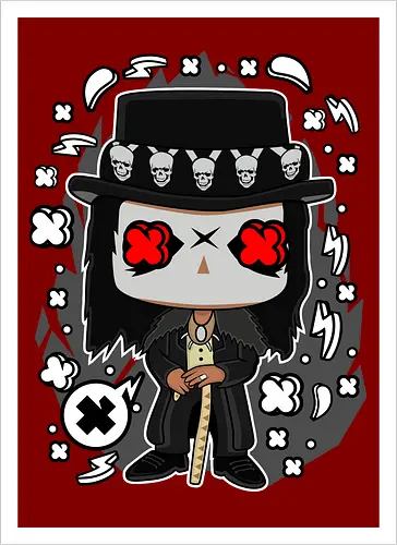 Voodoo-Entität Chibi - dunkle Chibi-Kunst, Voodoo-Entität, Totenkopf-Zylinder, rote Augen, Horror-Druck, übernatürlicher Charakter, Papa Legba, American Horror Story, AHS Coven, Funko Pop, vodu, Geek Horror Kunst, Chibi Sammlerstück, Machtstab, Horror-Fan-Geschenk, mystische Figur, Voodoo-Ästhetik, Horror-Geek-Kleidung, exklusive dunkle Kunst, geheimnisvoller Charakter - Artprint