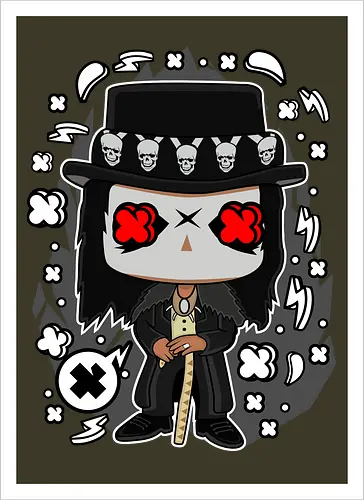 Voodoo-Entität Chibi - dunkle Chibi-Kunst, Voodoo-Entität, Totenkopf-Zylinder, rote Augen, Horror-Druck, übernatürlicher Charakter, Papa Legba, American Horror Story, AHS Coven, Funko Pop, vodu, Geek Horror Kunst, Chibi Sammlerstück, Machtstab, Horror-Fan-Geschenk, mystische Figur, Voodoo-Ästhetik, Horror-Geek-Kleidung, exklusive dunkle Kunst, geheimnisvoller Charakter - Artprint