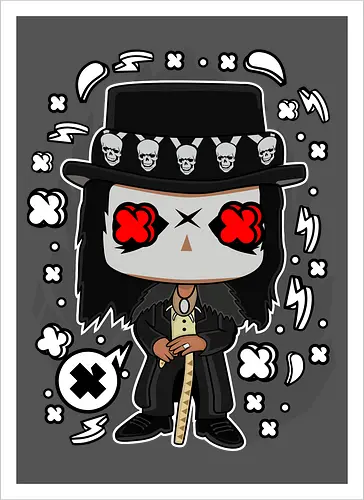 Voodoo-Entität Chibi - dunkle Chibi-Kunst, Voodoo-Entität, Totenkopf-Zylinder, rote Augen, Horror-Druck, übernatürlicher Charakter, Papa Legba, American Horror Story, AHS Coven, Funko Pop, vodu, Geek Horror Kunst, Chibi Sammlerstück, Machtstab, Horror-Fan-Geschenk, mystische Figur, Voodoo-Ästhetik, Horror-Geek-Kleidung, exklusive dunkle Kunst, geheimnisvoller Charakter - Artprint