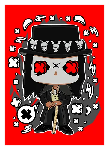 Voodoo-Entität Chibi - dunkle Chibi-Kunst, Voodoo-Entität, Totenkopf-Zylinder, rote Augen, Horror-Druck, übernatürlicher Charakter, Papa Legba, American Horror Story, AHS Coven, Funko Pop, vodu, Geek Horror Kunst, Chibi Sammlerstück, Machtstab, Horror-Fan-Geschenk, mystische Figur, Voodoo-Ästhetik, Horror-Geek-Kleidung, exklusive dunkle Kunst, geheimnisvoller Charakter - Artprint