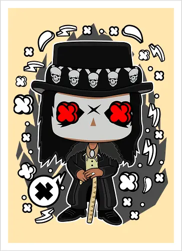 Voodoo-Entität Chibi - dunkle Chibi-Kunst, Voodoo-Entität, Totenkopf-Zylinder, rote Augen, Horror-Druck, übernatürlicher Charakter, Papa Legba, American Horror Story, AHS Coven, Funko Pop, vodu, Geek Horror Kunst, Chibi Sammlerstück, Machtstab, Horror-Fan-Geschenk, mystische Figur, Voodoo-Ästhetik, Horror-Geek-Kleidung, exklusive dunkle Kunst, geheimnisvoller Charakter - Artprint