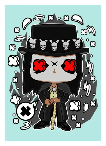 Voodoo-Entität Chibi - dunkle Chibi-Kunst, Voodoo-Entität, Totenkopf-Zylinder, rote Augen, Horror-Druck, übernatürlicher Charakter, Papa Legba, American Horror Story, AHS Coven, Funko Pop, vodu, Geek Horror Kunst, Chibi Sammlerstück, Machtstab, Horror-Fan-Geschenk, mystische Figur, Voodoo-Ästhetik, Horror-Geek-Kleidung, exklusive dunkle Kunst, geheimnisvoller Charakter - Artprint