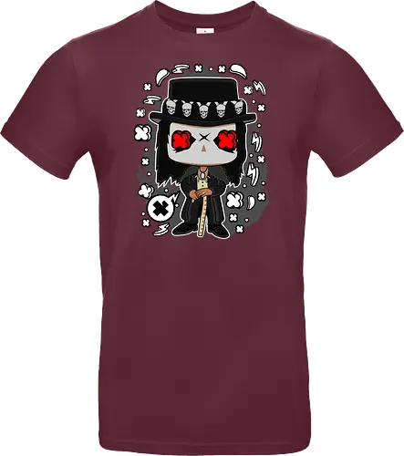 Voodoo-Entität Chibi - dunkle Chibi-Kunst, Voodoo-Entität, Totenkopf-Zylinder, rote Augen, Horror-Druck, übernatürlicher Charakter, Papa Legba, American Horror Story, AHS Coven, Funko Pop, vodu, Geek Horror Kunst, Chibi Sammlerstück, Machtstab, Horror-Fan-Geschenk, mystische Figur, Voodoo-Ästhetik, Horror-Geek-Kleidung, exklusive dunkle Kunst, geheimnisvoller Charakter - Standard T-Shirt