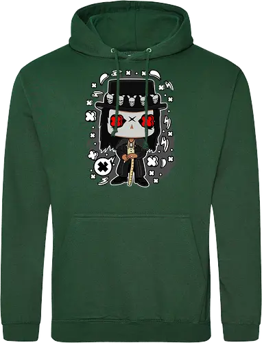 Voodoo-Entität Chibi - dunkle Chibi-Kunst, Voodoo-Entität, Totenkopf-Zylinder, rote Augen, Horror-Druck, übernatürlicher Charakter, Papa Legba, American Horror Story, AHS Coven, Funko Pop, vodu, Geek Horror Kunst, Chibi Sammlerstück, Machtstab, Horror-Fan-Geschenk, mystische Figur, Voodoo-Ästhetik, Horror-Geek-Kleidung, exklusive dunkle Kunst, geheimnisvoller Charakter - Standard Hoodie