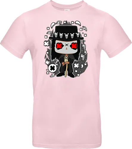 Voodoo-Entität Chibi - dunkle Chibi-Kunst, Voodoo-Entität, Totenkopf-Zylinder, rote Augen, Horror-Druck, übernatürlicher Charakter, Papa Legba, American Horror Story, AHS Coven, Funko Pop, vodu, Geek Horror Kunst, Chibi Sammlerstück, Machtstab, Horror-Fan-Geschenk, mystische Figur, Voodoo-Ästhetik, Horror-Geek-Kleidung, exklusive dunkle Kunst, geheimnisvoller Charakter - Standard T-Shirt
