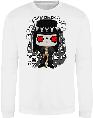 Voodoo-Entität Chibi - dunkle Chibi-Kunst, Voodoo-Entität, Totenkopf-Zylinder, rote Augen, Horror-Druck, übernatürlicher Charakter, Papa Legba, American Horror Story, AHS Coven, Funko Pop, vodu, Geek Horror Kunst, Chibi Sammlerstück, Machtstab, Horror-Fan-Geschenk, mystische Figur, Voodoo-Ästhetik, Horror-Geek-Kleidung, exklusive dunkle Kunst, geheimnisvoller Charakter - Sweatshirt
