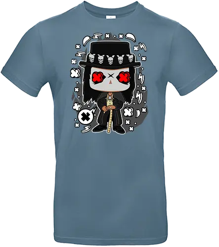 Voodoo-Entität Chibi - dunkle Chibi-Kunst, Voodoo-Entität, Totenkopf-Zylinder, rote Augen, Horror-Druck, übernatürlicher Charakter, Papa Legba, American Horror Story, AHS Coven, Funko Pop, vodu, Geek Horror Kunst, Chibi Sammlerstück, Machtstab, Horror-Fan-Geschenk, mystische Figur, Voodoo-Ästhetik, Horror-Geek-Kleidung, exklusive dunkle Kunst, geheimnisvoller Charakter - Standard T-Shirt