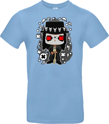 Voodoo-Entität Chibi - dunkle Chibi-Kunst, Voodoo-Entität, Totenkopf-Zylinder, rote Augen, Horror-Druck, übernatürlicher Charakter, Papa Legba, American Horror Story, AHS Coven, Funko Pop, vodu, Geek Horror Kunst, Chibi Sammlerstück, Machtstab, Horror-Fan-Geschenk, mystische Figur, Voodoo-Ästhetik, Horror-Geek-Kleidung, exklusive dunkle Kunst, geheimnisvoller Charakter - Standard T-Shirt