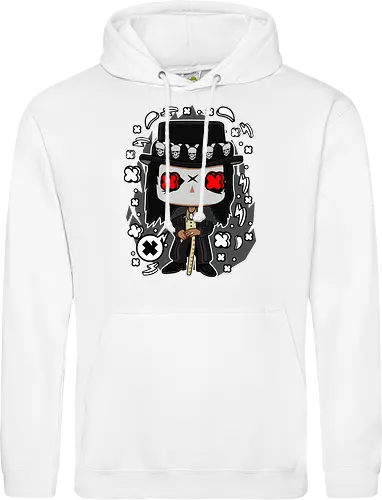 Voodoo-Entität Chibi - dunkle Chibi-Kunst, Voodoo-Entität, Totenkopf-Zylinder, rote Augen, Horror-Druck, übernatürlicher Charakter, Papa Legba, American Horror Story, AHS Coven, Funko Pop, vodu, Geek Horror Kunst, Chibi Sammlerstück, Machtstab, Horror-Fan-Geschenk, mystische Figur, Voodoo-Ästhetik, Horror-Geek-Kleidung, exklusive dunkle Kunst, geheimnisvoller Charakter - Standard Hoodie
