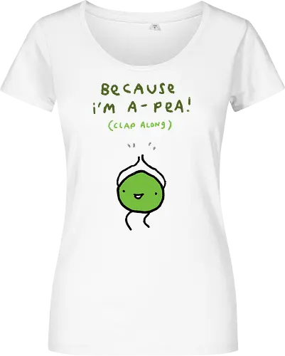 Animierte Grüne Erbse Klatscht Lächelt Glücklich Wortspiel - animierte grüne Erbse, klatschendes Gemüse, musikalisches Wortspiel, glücklich lächelnde Erbse, Gemüse Humor Kunst, minimalistischer Skizzen Stil, süßes Gemüse Charakter, englisches Wortspiel Druck, musikalisches Humor Geschenk, lustiges Gemüse Shirt, tanzende hüpfende Erbse, minimalistischer Gemüse Kunst, lustige grüne Typografie, glückliches animiertes Essen, musikalischer Pop Humor - Women T-Shirt