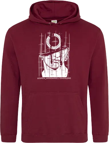 OVERLOAD // white_noise.raw - rrg.exe, legacy hardware, overload, glitch art, colossal head, statue, stuck loading, infinite loading, system error, cyberpunk, techwear, dark art, dark aesthetic, geekwear, streetwear, programmer humor, monochrome, neon cyan, dead pixel, blue screen of death, marble, broken statue - Standard Hoodie