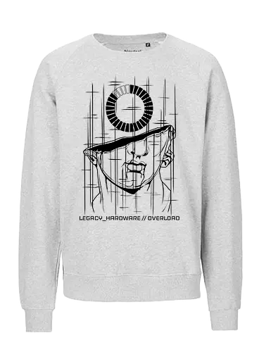 OVERLOAD // dead_pixel.bin - rrg.exe, legacy hardware, overload, glitch art, colossal head, statue, stuck loading, infinite loading, system error, cyberpunk, techwear, dark art, dark aesthetic, geekwear, streetwear, programmer humor, monochrome, neon cyan, dead pixel, blue screen of death, marble, broken statue - Fairtrade Sweatshirt