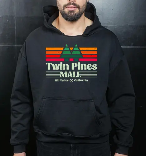 Twin Pines Shopping Mall  - 80s, 1980s, 80s movies, 90s, california, geek, hill valley, movies, nerd, nostalgia, retro, sci fi, time travel, twin pines mall, vintage - Cropped Hoodie