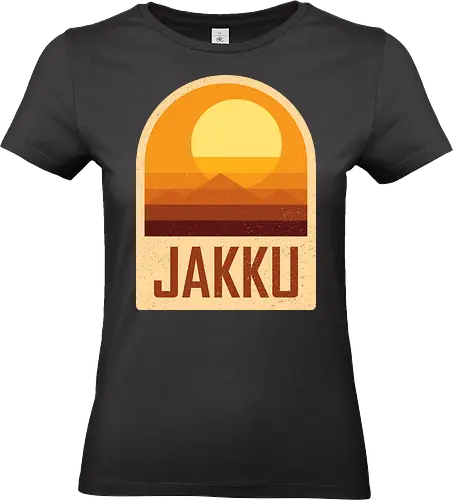 Jakku - Geometric and minimalist series  - Space Opera, 80s, badge, film, galaxy, geometric, landscape, minimalist, outer space, retro, science fiction, space, jakku, movie, scifi - Standard T-Shirt (Women)