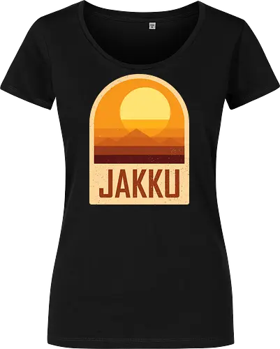 Jakku - Geometric and minimalist series  - Space Opera, 80s, badge, film, galaxy, geometric, landscape, minimalist, outer space, retro, science fiction, space, jakku, movie, scifi - Women T-Shirt