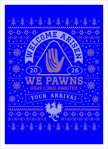 Welcome Arisen Ugly Sweater - dark arisen, dragon, dogma, dragons dogma 2, dragons dogma ii, gransys, rpg, jrpg, fantasy, bitterblack isle, gran soren, riftstone, pawns, video games, gaming, gamer, ugly christmas sweater, ugly sweater, xmas, christmas - Artprint