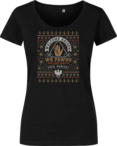 Welcome Arisen Ugly Sweater - dark arisen, dragon, dogma, dragons dogma 2, dragons dogma ii, gransys, rpg, jrpg, fantasy, bitterblack isle, gran soren, riftstone, pawns, video games, gaming, gamer, ugly christmas sweater, ugly sweater, xmas, christmas - Women T-Shirt