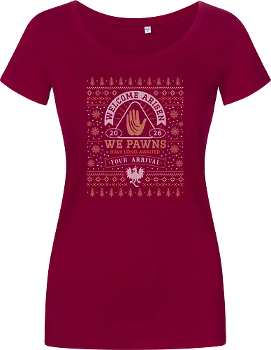 Welcome Arisen Ugly Sweater - dark arisen, dragon, dogma, dragons dogma 2, dragons dogma ii, gransys, rpg, jrpg, fantasy, bitterblack isle, gran soren, riftstone, pawns, video games, gaming, gamer, ugly christmas sweater, ugly sweater, xmas, christmas - Women T-Shirt
