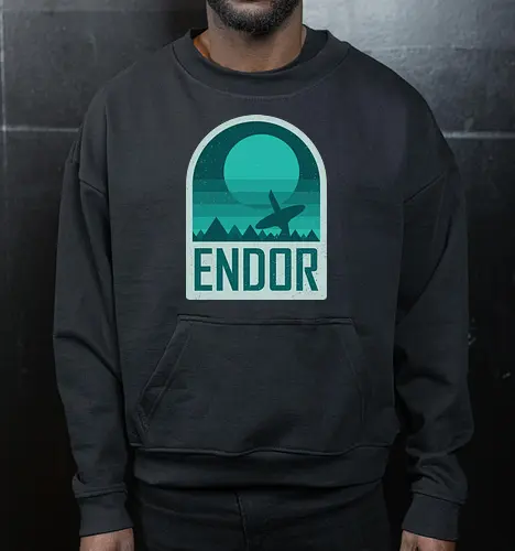 Endor - Geometric and minimalist series  - Space Opera, 80s, badge, endor, film, galaxy, geometric, landscape, minimalist, outer space, retro, science fiction, space, movie, scifi - Cropped Sweatshirt