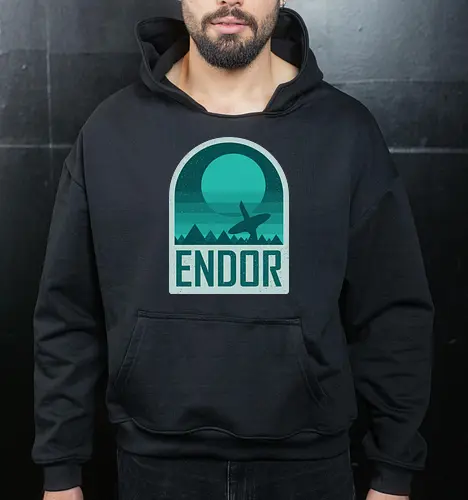Endor - Geometric and minimalist series  - Space Opera, 80s, badge, endor, film, galaxy, geometric, landscape, minimalist, outer space, retro, science fiction, space, movie, scifi - Cropped Hoodie