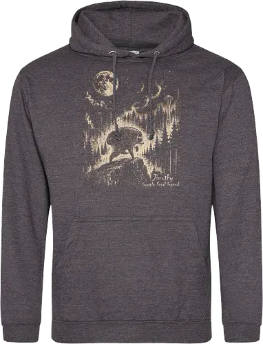 Jimothy Waschbär – Seattle Feral Legend Vintage im Mondlicht - Jimothy, Waschbär, Seattle, Ballard, Washington, Pacific Northwest, Vintage, Retro, Vollmond, Wald, Space Needle, Kupferstich, Natur, Wildlife, Abenteuer - Standard Hoodie