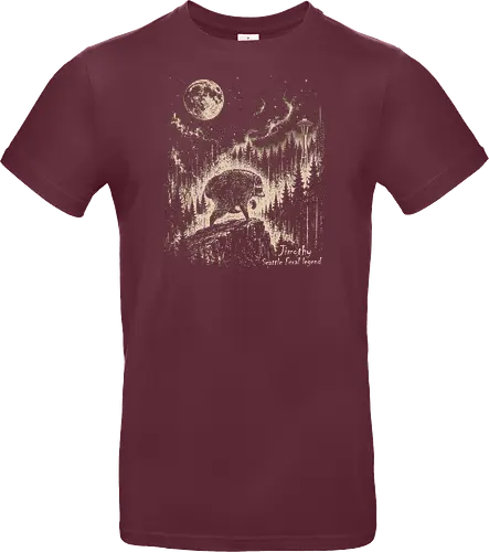 Jimothy Waschbär – Seattle Feral Legend Vintage im Mondlicht - Jimothy, Waschbär, Seattle, Ballard, Washington, Pacific Northwest, Vintage, Retro, Vollmond, Wald, Space Needle, Kupferstich, Natur, Wildlife, Abenteuer - Standard T-Shirt