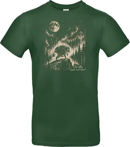 Jimothy Waschbär – Seattle Feral Legend Vintage im Mondlicht - Jimothy, Waschbär, Seattle, Ballard, Washington, Pacific Northwest, Vintage, Retro, Vollmond, Wald, Space Needle, Kupferstich, Natur, Wildlife, Abenteuer - Standard T-Shirt