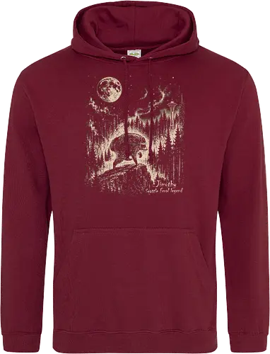 Jimothy Waschbär – Seattle Feral Legend Vintage im Mondlicht - Jimothy, Waschbär, Seattle, Ballard, Washington, Pacific Northwest, Vintage, Retro, Vollmond, Wald, Space Needle, Kupferstich, Natur, Wildlife, Abenteuer - Standard Hoodie