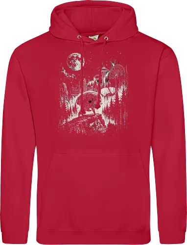 Jimothy Waschbär – Seattle Feral Legend Retro Wald Design - Jimothy, Waschbär, Seattle Legend, Retro, Vintage Art, Mond, Wald, Evergreen, Naturfreund, Seattle Skyline, Gravur, Outdoor, Pacific Northwest, Tiermotiv, Illustration - Standard Hoodie