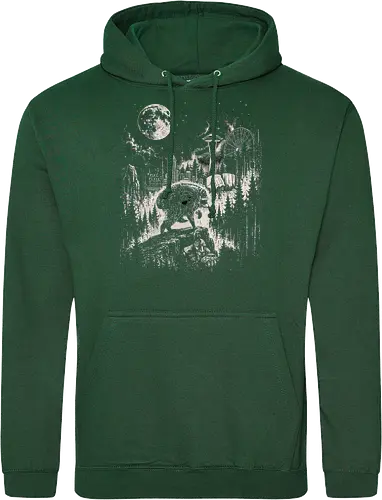 Jimothy Waschbär – Seattle Feral Legend Retro Wald Design - Jimothy, Waschbär, Seattle Legend, Retro, Vintage Art, Mond, Wald, Evergreen, Naturfreund, Seattle Skyline, Gravur, Outdoor, Pacific Northwest, Tiermotiv, Illustration - Standard Hoodie