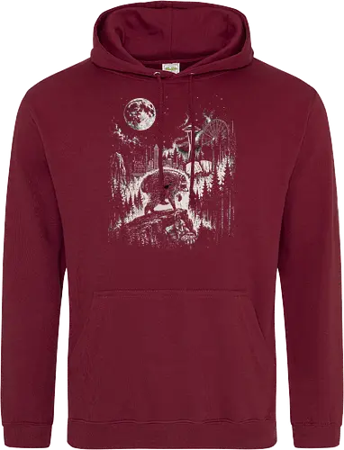 Jimothy Waschbär – Seattle Feral Legend Retro Wald Design - Jimothy, Waschbär, Seattle Legend, Retro, Vintage Art, Mond, Wald, Evergreen, Naturfreund, Seattle Skyline, Gravur, Outdoor, Pacific Northwest, Tiermotiv, Illustration - Standard Hoodie