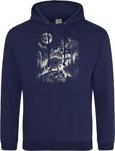 Jimothy Waschbär – Seattle Feral Legend Retro Wald Design - Jimothy, Waschbär, Seattle Legend, Retro, Vintage Art, Mond, Wald, Evergreen, Naturfreund, Seattle Skyline, Gravur, Outdoor, Pacific Northwest, Tiermotiv, Illustration - Standard Hoodie