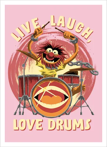 Love Drums - puppet, Animal, Mayhem, Drums - Artprint