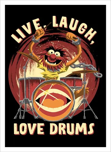 Love Drums - puppet, Animal, Mayhem, Drums - Artprint