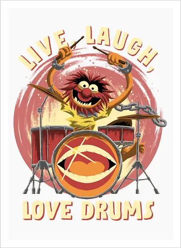 Love Drums - puppet, Animal, Mayhem, Drums - Artprint