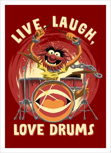 Love Drums - puppet, Animal, Mayhem, Drums - Artprint