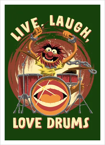 Love Drums - puppet, Animal, Mayhem, Drums - Artprint