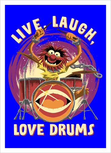 Love Drums - puppet, Animal, Mayhem, Drums - Artprint