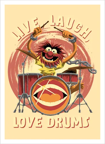 Love Drums - puppet, Animal, Mayhem, Drums - Artprint