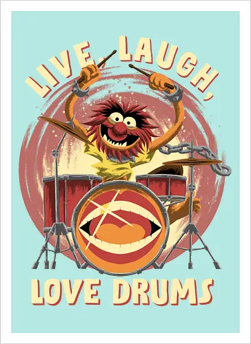 Love Drums - puppet, Animal, Mayhem, Drums - Artprint