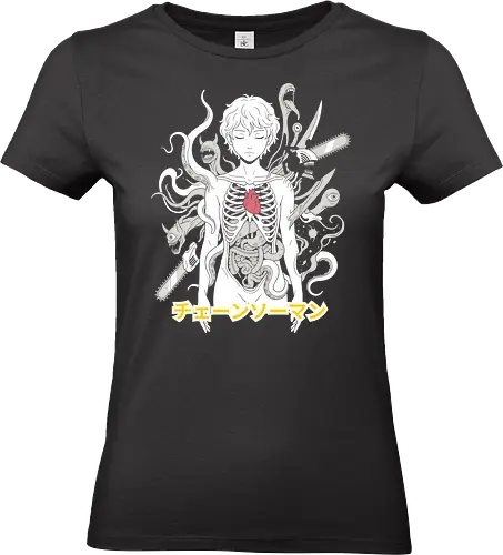 The Contract Heart - Denji heart graphic, anime anatomy apparel, dark fantasy streetwear, negative space anime tee, devil hunter clothing, Pochita contract merch, edgy otaku fashion, body horror aesthetic, Japanese text manga shirt - Standard T-Shirt (Women)