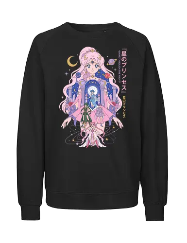 Princess of the Stars: Celestial Guardians - magical girl anime shirt, pastel aesthetic graphic tee, moon princess apparel, shoujo manga streetwear, 90s retro anime clothing, kawaii celestial design, Japanese text aesthetic shirt, anime planetary guardians, fairycore otaku fashion, magical nostalgic merch - Fairtrade Sweatshirt