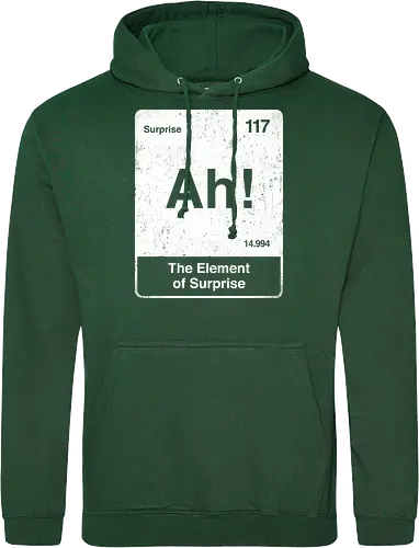 Ah The element of surprise - Ah surprise, the element, elements, science, scientist, Ryan gosling, project Hail Mary, space, comedy, am I smart, the element of surprise, chemistry, physics, science fiction, Periodic table - Standard Hoodie