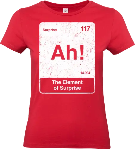 Ah The element of surprise - Ah surprise, the element, elements, science, scientist, Ryan gosling, project Hail Mary, space, comedy, am I smart, the element of surprise, chemistry, physics, science fiction, Periodic table - Standard T-Shirt (Women)