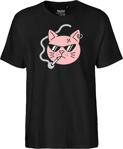 The Badass Kitty - badass cat shirt, pink rebel kitty tee, smoking cat graphic, edgy animal streetwear, pastel goth apparel, cool cat sunglasses design, minimalist alternative fashion, punk rock feline merch, funny indie graphic tee, tough alley cat clothing - Fairtrade T-Shirt